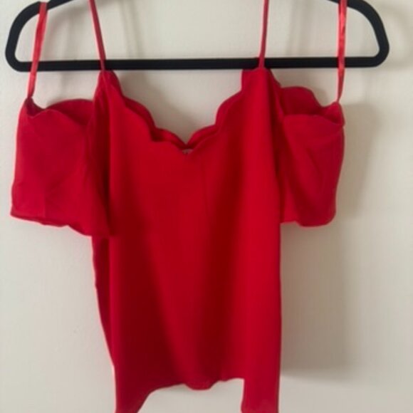 Red Cold Shoulder Blouse - Picture 4 of 4